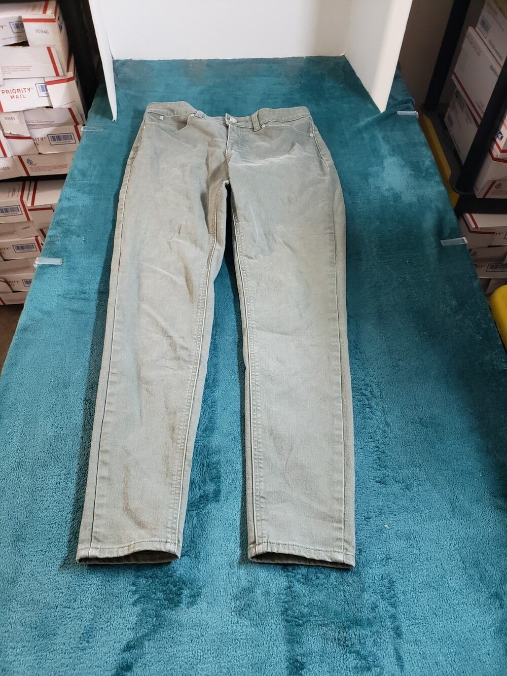Talbots Jeans Size 6 Womens Green Stretch Pants Denim Ladies Mid Rise Jegging